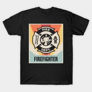 Vintage Style Firefighter Logo Poster T-Shirt